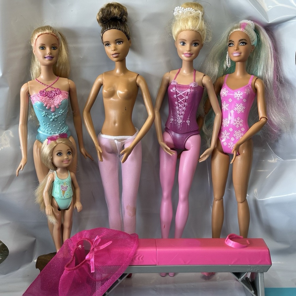 Barbie Mattel Fashionistas Ballerina Styles Lot of 5 With Balance Beam Ballet